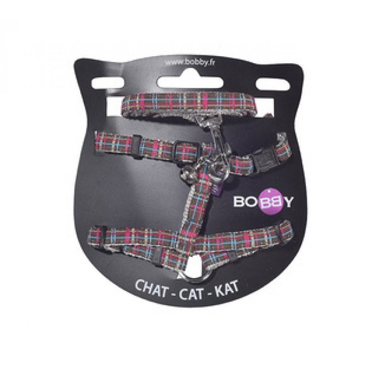 BOBBY KILT CAT HARNESS & LEAD - BROWN / XS