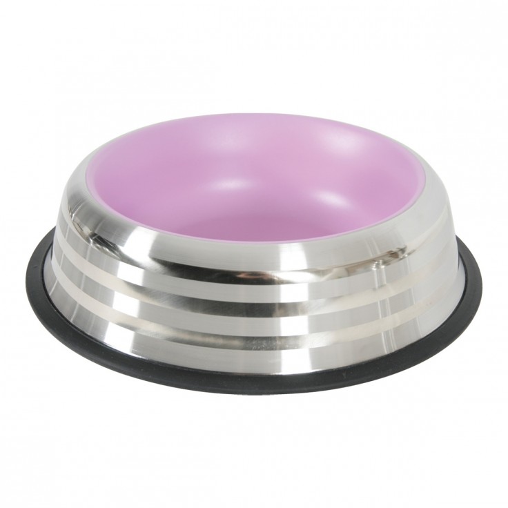 MERENDA STAINLESS NON-SLIP DOG BOWL - PINK 1L MERENDA STAINLESS NON-SLIP DOG BOWL - PINK 1L
