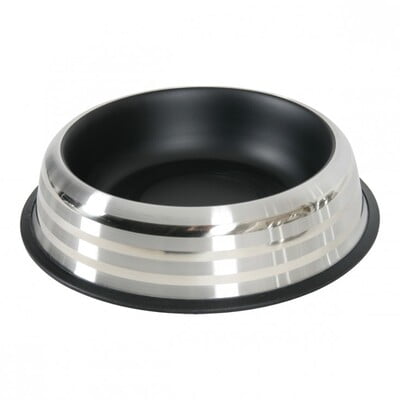 MERENDA STAINLESS NON-SLIP DOG BOWL - BLACK 1L