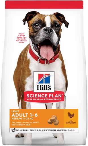 Hills Science Plan Light Medium Adult Dog w/Chicken 2.5kg
