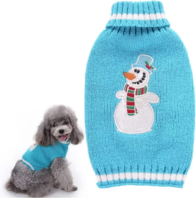 CHRISTMAS DOG WINTER JUMPER  BLUE - Small