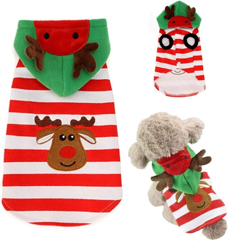 DOG CHRISTMAS HOODIES WITH REINDEER HAT DOG CHRISTMAS HOODIES WITH REINDEER HAT