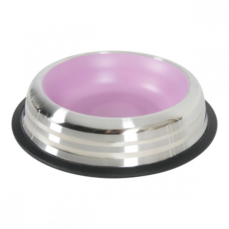 MERENDA STAINLESS NON-SLIP DOG BOWL - PINK 500ML