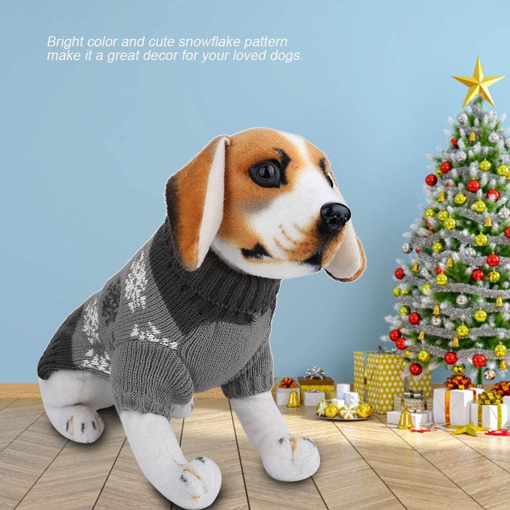 DOG CHRISTMAS KNITTED JUMPER  GREY - Small