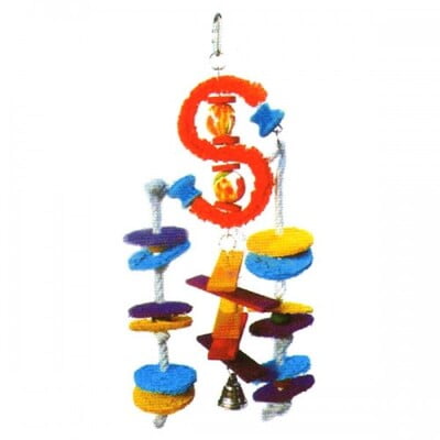 PADO HANGING TOY FOR LARGE BIRDS W/BELLS 39X18CM