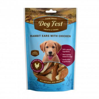 Dog Fest Rabbit ears with chicken for puppies - 90g (3.17oz) TREAT