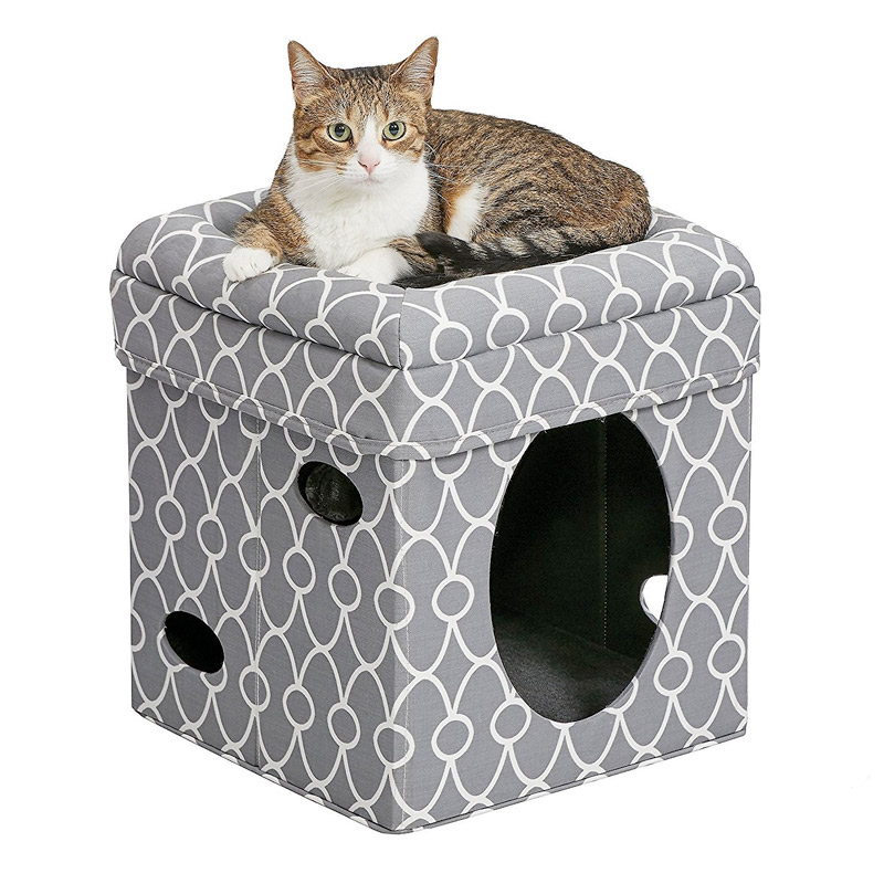 Midwest Curious Cat Cube – Grey