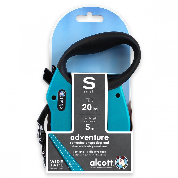 ALCOTT ADVENTURE RETRACTABLE LEASH, 5 M - SMALL - BLUE