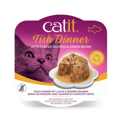 CATIT FISH DINNER, SALMON & GREEN BEANS 80 G