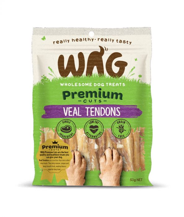 Wag Premium Cuts Veal Tendons Dog Treats 50G