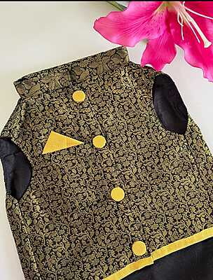 BLACK SHERWANI (CUT SLEEVES)