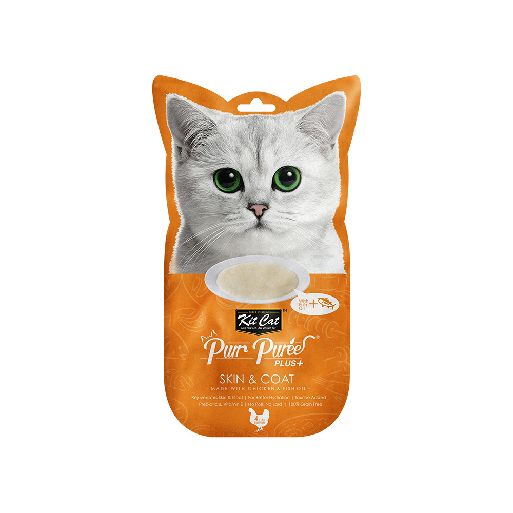 Kit Cat Puree Plus Skin & Coat Chicken & Fish Oil