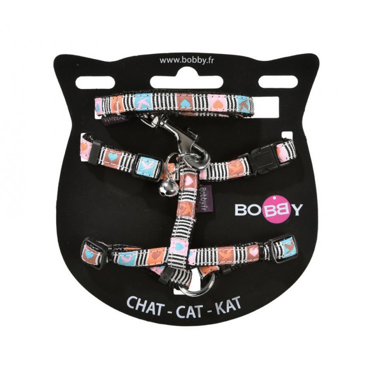 BOBBY MUSIQUE CAT HARNESS AND LEAD - PASTEL/XS