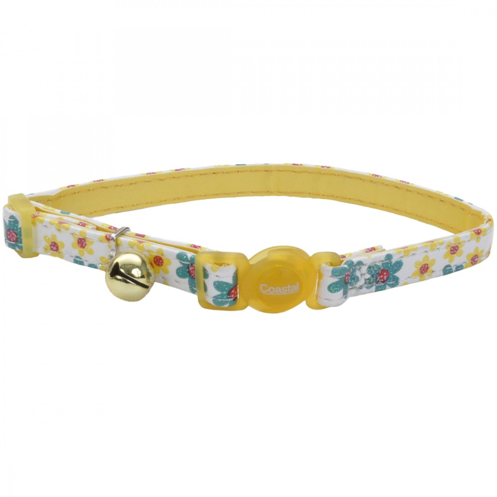 Coastal 3 And Safe Cat Flower Frenzy Adj.Breakaway Collar Yellow