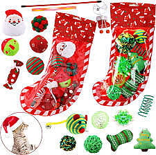 CHRISTMAS STOCKING CAT TOY GIFT SET