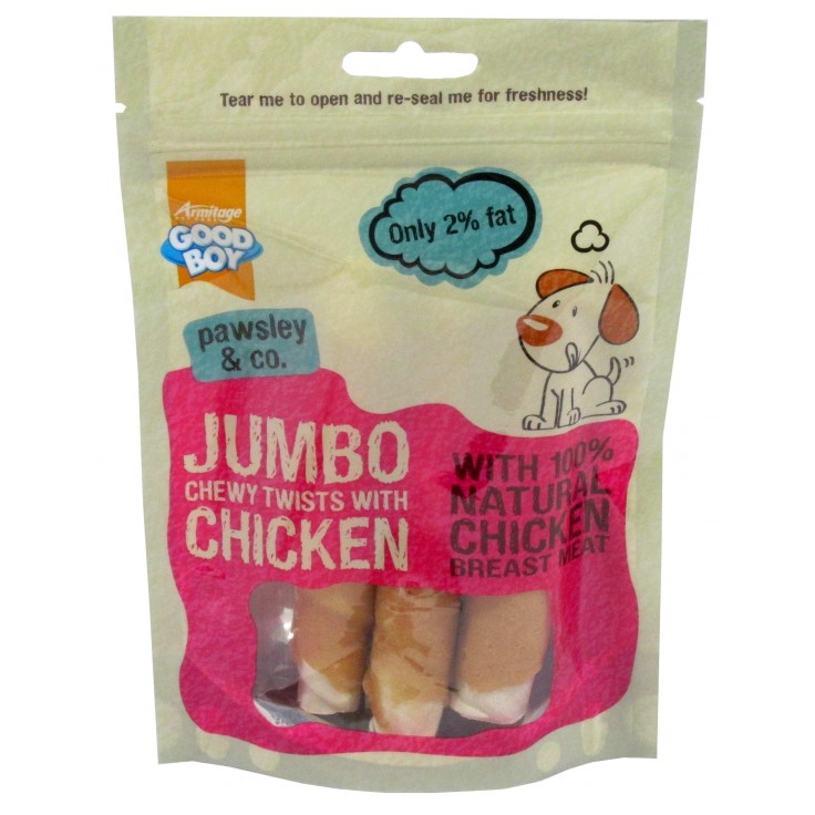 ARMITAGE JUMBO CHICKEN CHEWY TWISTS - 100G