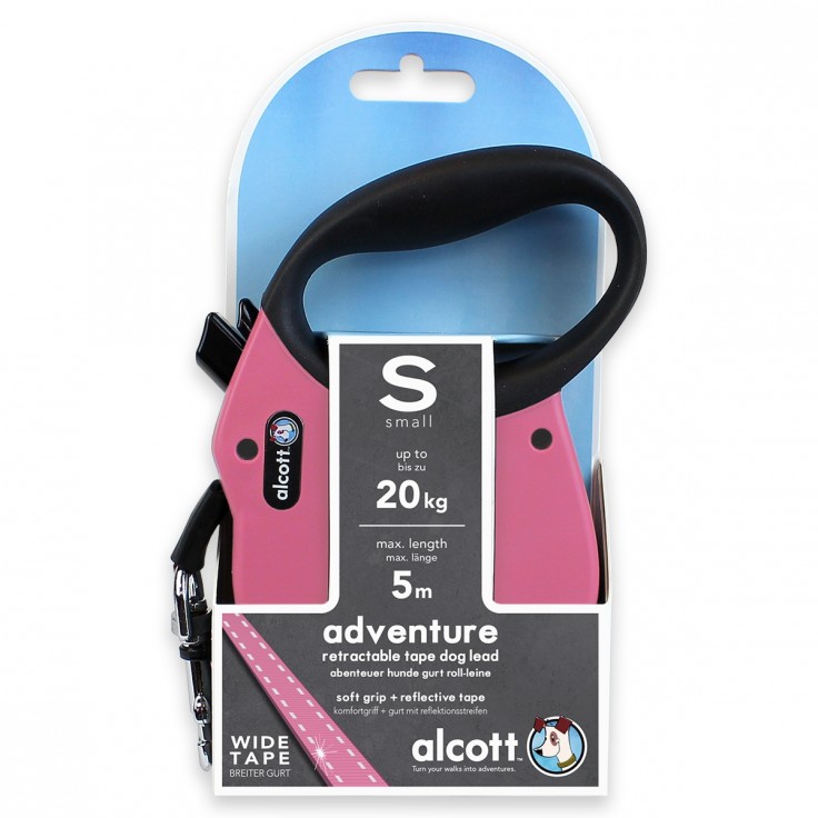 ALCOTT ADVENTURE RETRACTABLE LEASH, 5 M - SMALL - PINK