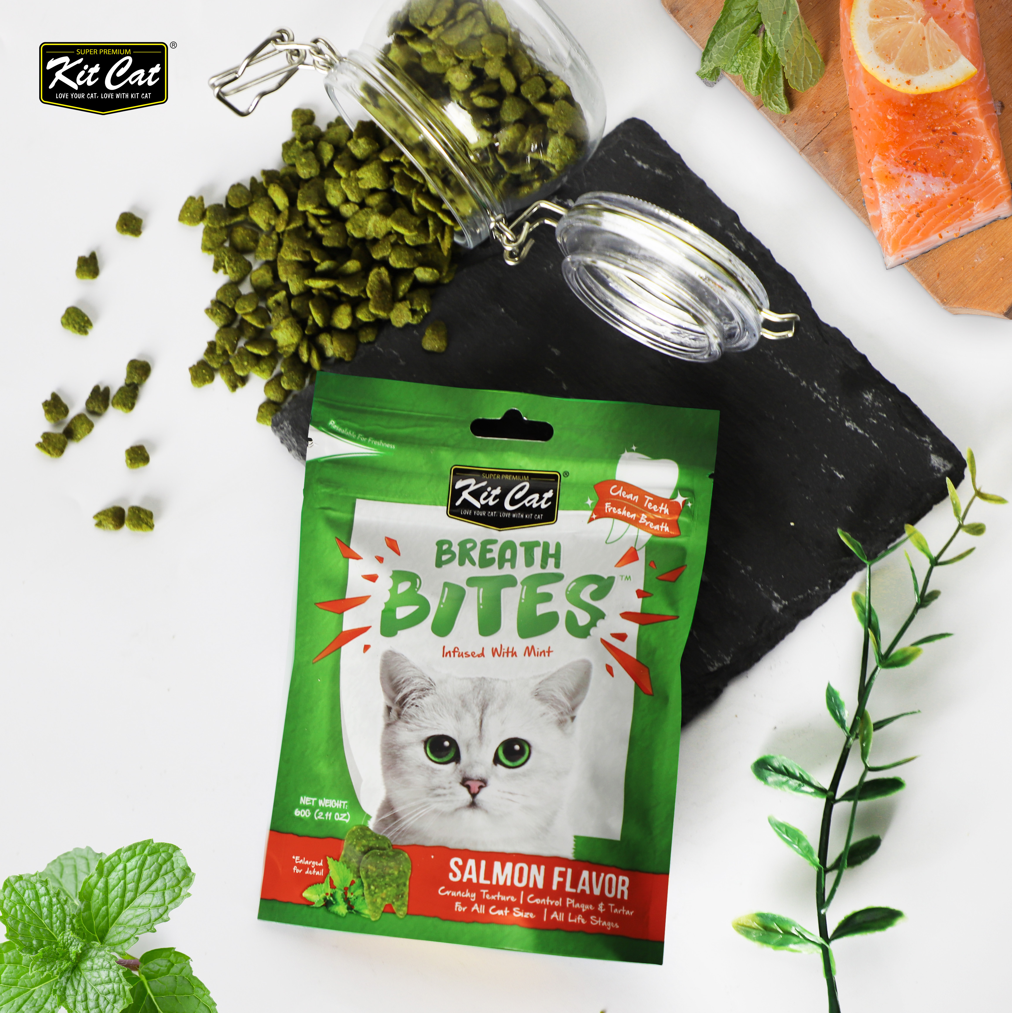 Kit Cat Breath Bites Salmon Flavor 60g Kit Cat Breath Bites Salmon Flavor 60g