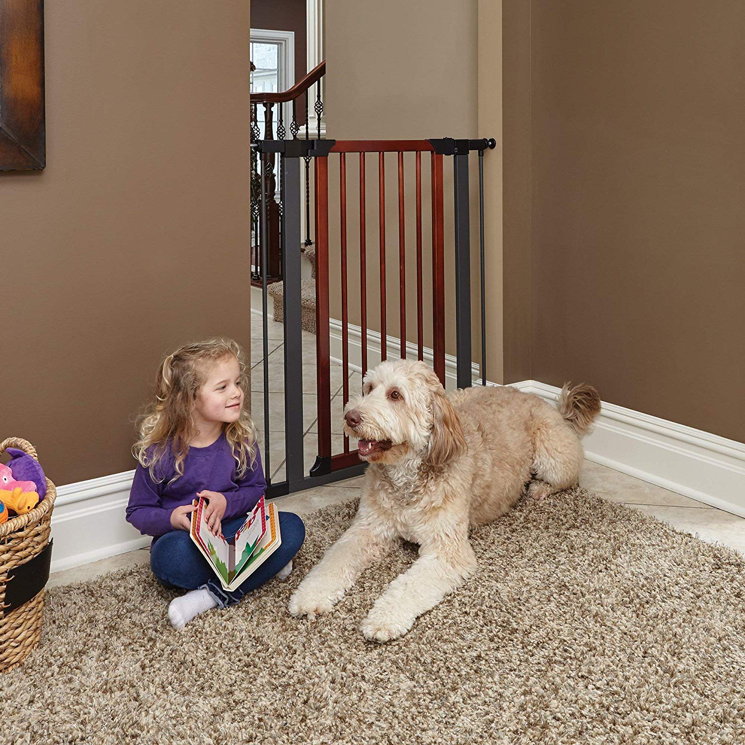 Midwest Steel Pet Gate with Decorative Wood Door