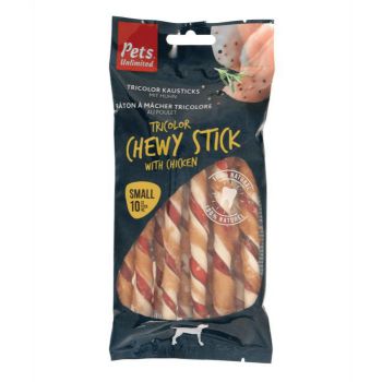 Pets Unlimited Tricolor Chewy Stick w/ Ckn S 10pcs