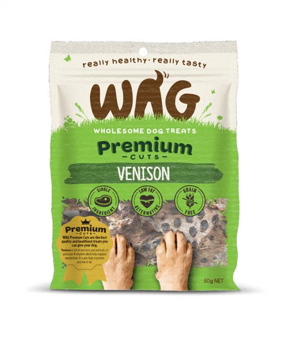 Wag Premium Cuts Venison Dog Treats 50G
