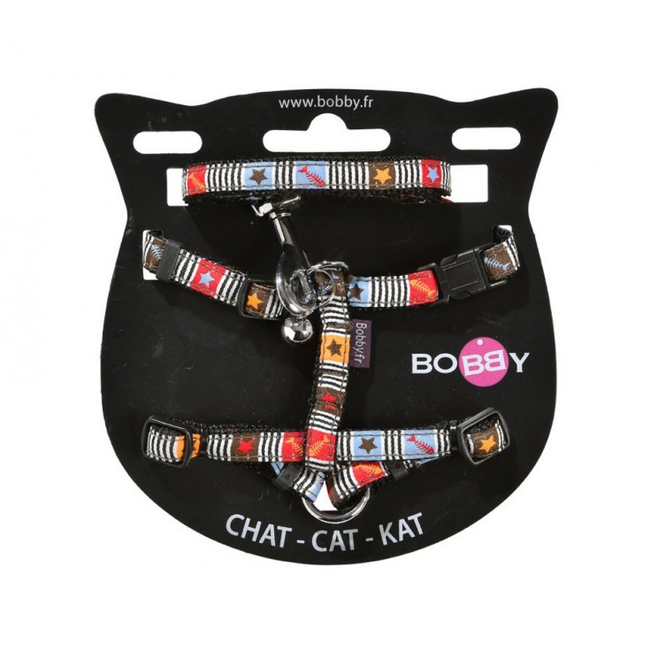 BOBBY MUSIQUE CAT HARNESS AND LEAD - BROWN/XS